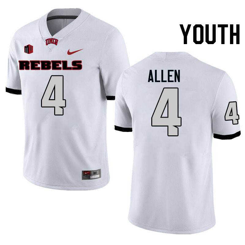 Youth #4 Michael Allen UNLV Rebels College Football Jerseys Stitched-White